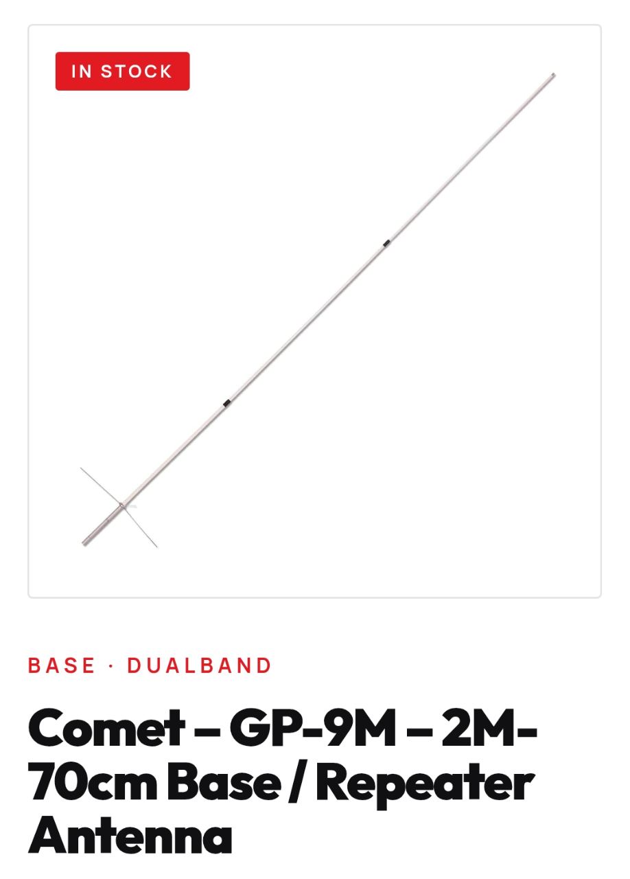Comet GP-9N VHF/UHF med alurør og beslag