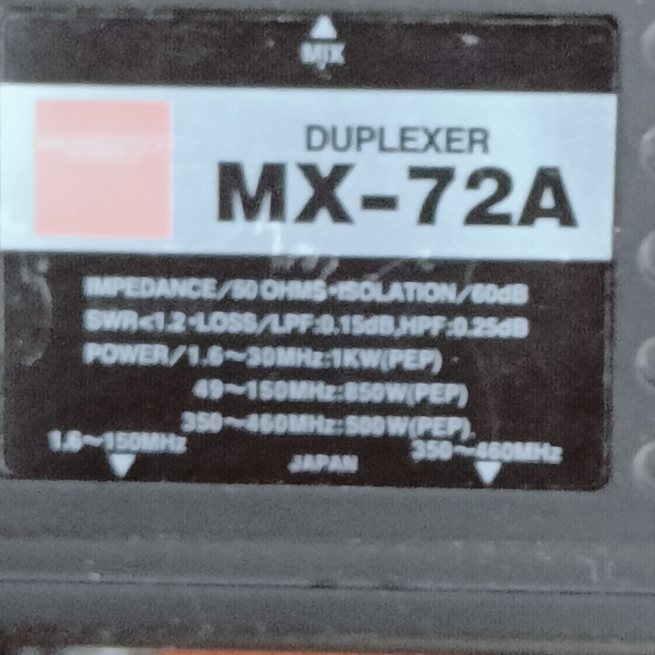 Diamond MX-72A Duplexer 1.6-150MHz / 350-460MHz