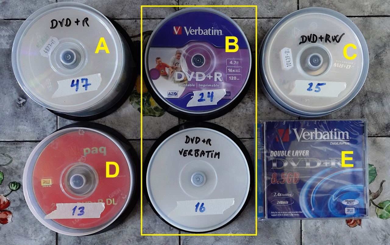 BRÆNDBARE DVD+R & DVD+RW'ER, 126 STK.