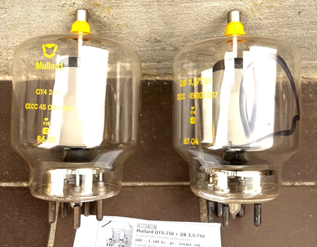 Mullard QY4-250 + QB 3,5/750 grafitanode-tetroder (1 defekt)