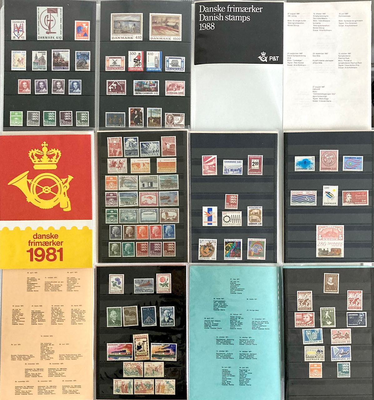 Årgangssæt postfriske frimærker 1971-1988