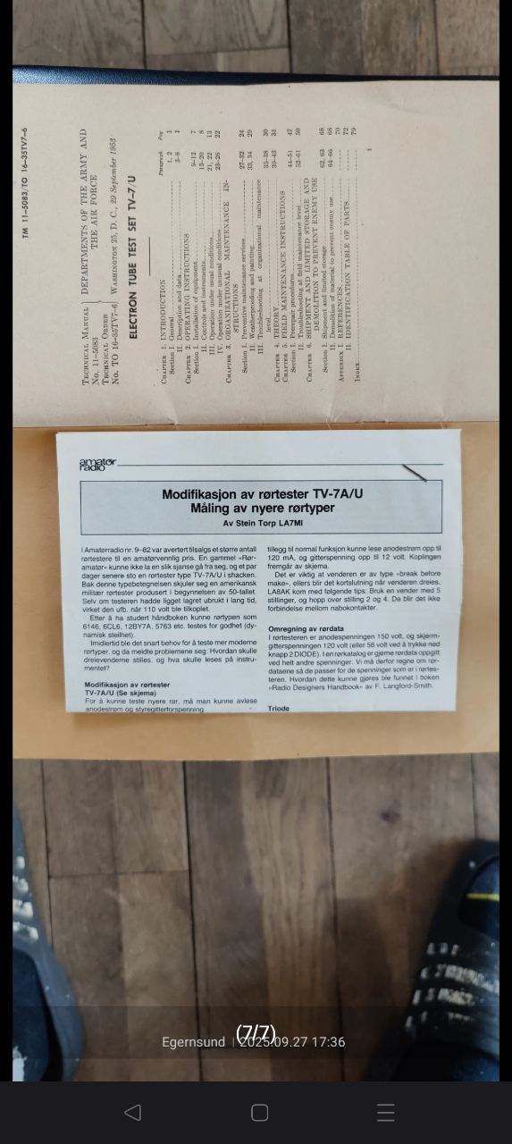 TV-7D/U Rørtester
