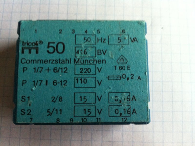 Printtrafo 2x15vac