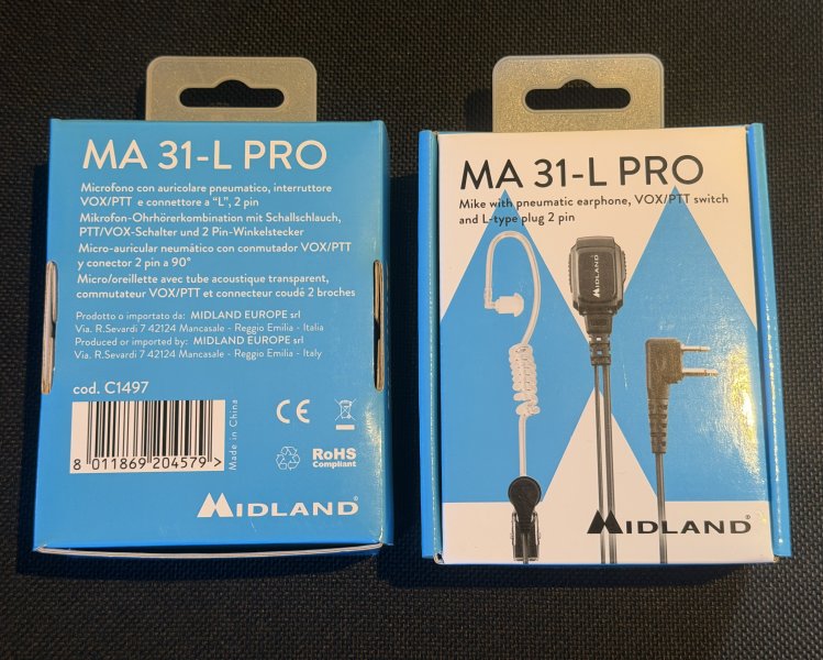 2x Midland MA 31-L Pro Headset
