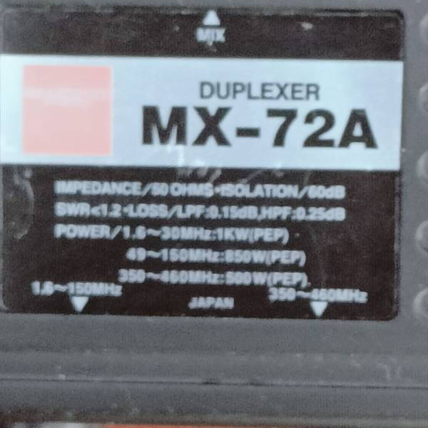Diamond MX-72A Duplexer 1.6-150MHz / 350-460MHz