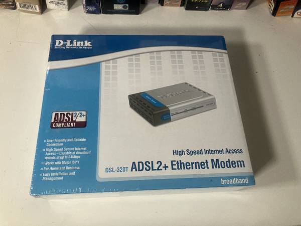 D-Link DSL-320T ADSL2+ Ethernet Modem - Computernetværk (Sealed)