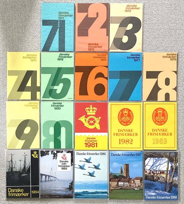 Årsmapper postfriske frimærker 1971-1988