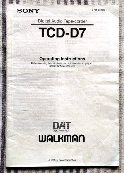 **NY PRIS**  TCD-D7 SONY DAT Operating Instructions - BRUGSANVISNING